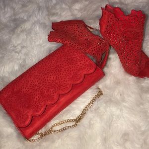 Sexy Orange bootie... free clutch with purchase